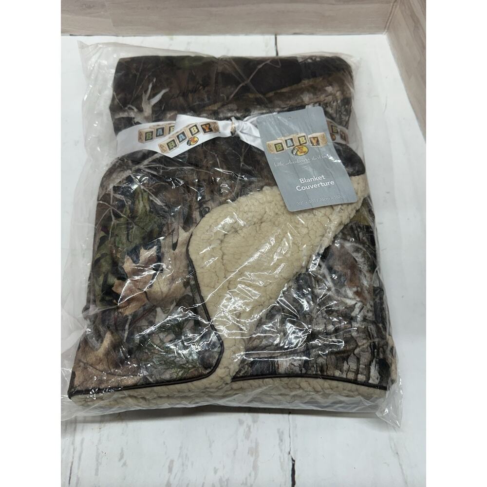 Bass Pro Shops Brown Little Adventures Camo Sherpa Baby Blanket 30x40" NWT